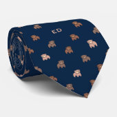 Cute Baby Beren Pattern Monogramed Stropdas (Opgerold)