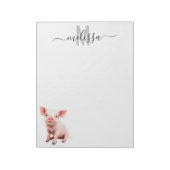 Cute Baby Big Waterverf Monogram Naam Notitieblok (Linkerzijde)