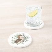 Cute Baby Bird Forest Greenery Woodland Pattern Zandsteen Onderzetter (Zijkant)