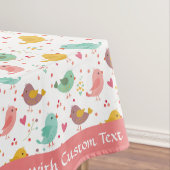 Cute Baby Bird Heart Pink Blauwgroen Paars Persone Tafelkleed (Voorbeeld)