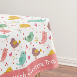 Cute Baby Bird Heart Pink Blauwgroen Paars Persone Tafelkleed