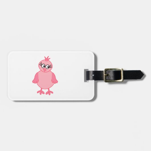 Cute Baby Bird, Roze. Bagagelabel (Voorkant horizontaal)