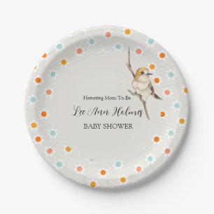 Cute Baby Bird Tiny Flowers Baby shower Papieren Bordje