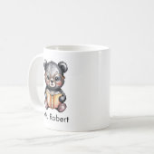 Cute Baby Black Bear Reading a Book Custom Koffiemok (Voorkant links)
