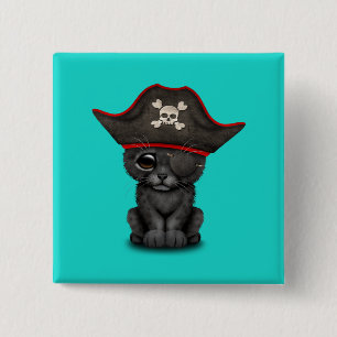 Cute Baby Black Panther Cub Pirate Vierkante Button 5,1 Cm