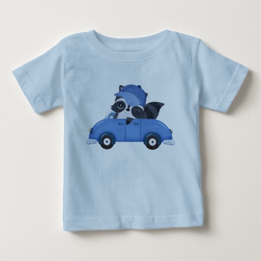 Cute Baby Blauwe Auto Wasbeer Cartoon (Voorkant)