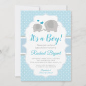 Cute Baby Blue Boy Elephant Baby shower Kaart (Voorkant)