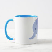 Cute Baby Blue Cartoon Elephant met Tusks Mok (Links)