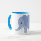 Cute Baby Blue Cartoon Elephant met Tusks Mok (Voorkant links)