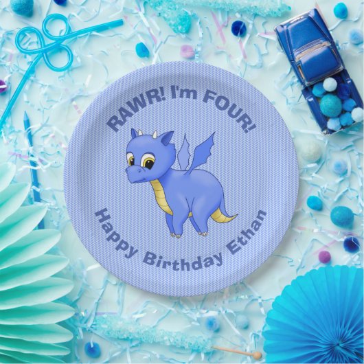 Cute Baby Blue Dragon Papieren Bordje (Feest)