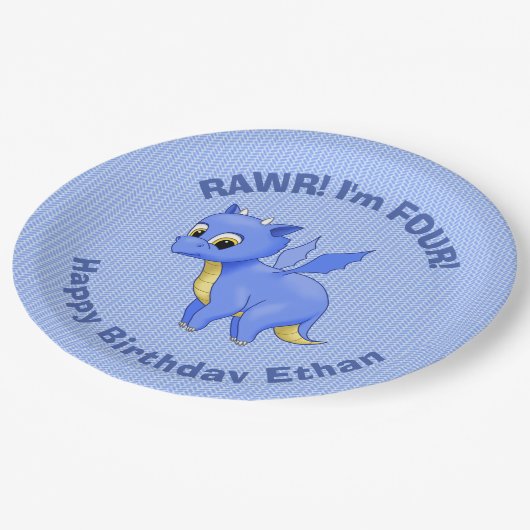 Cute Baby Blue Dragon Papieren Bordje (Gekanteld)