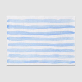 Cute Baby Blue en White Waterverf Striped Tissuepapier