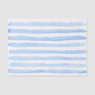 Cute Baby Blue en White Waterverf Striped Tissuepapier