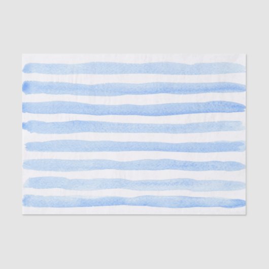Cute Baby Blue en White Waterverf Striped Tissuepapier (Voorkant)