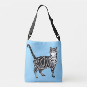 Cute Baby Blue Girls Tabblad Kattenhandtas Crossbody Tas (Achterkant)