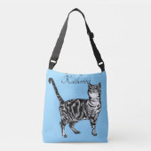 Cute Baby Blue Girls Tabblad Kattenhandtas Crossbody Tas (Voorkant)