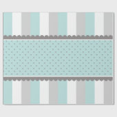 Cute Baby Blue & Gray Stripes and Polka Dots Cadeaupapier (Vlak)