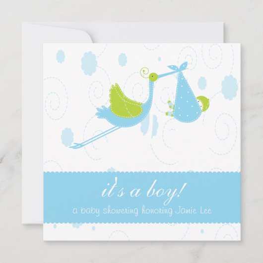 Cute Baby Blue "het is een jongen" Baby shower Kaart (Voorkant)