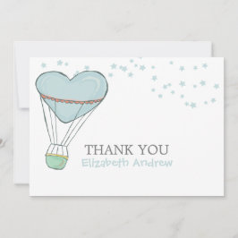 Cute Baby Blue Hot Air Ballon Baby shower Bedankkaart