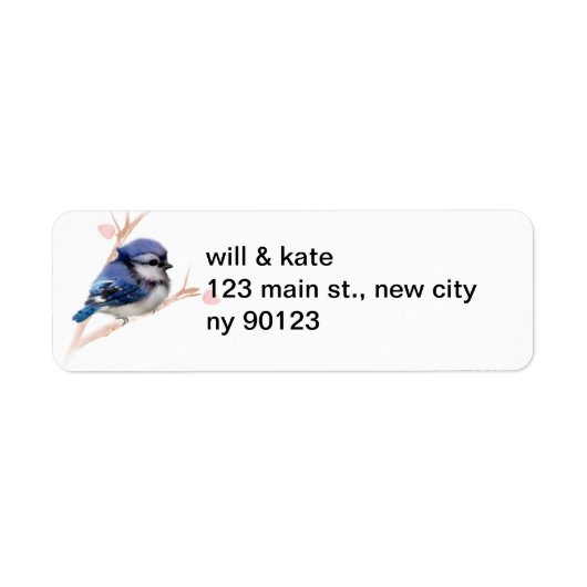 Cute Baby Blue Jay Bird Return Address Labels (Voorkant)