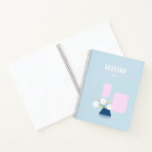 Cute baby blue notebook with geometric flowers  notitieboek (Binnen)