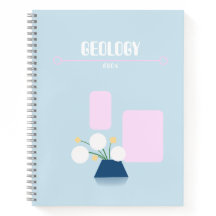 Cute baby blue notebook with geometric flowers 