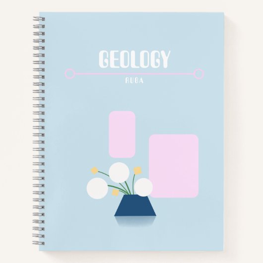 Cute baby blue notebook with geometric flowers  notitieboek (Voorkant)