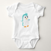 Cute Baby Blue Penguin Vector Act Romper (Voorkant)