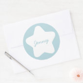 Cute Baby Blue Star Custom Name Sticker (Envelop)