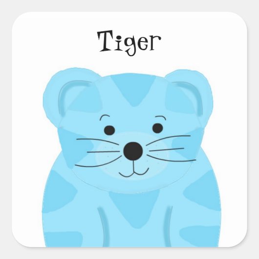 Cute Baby Blue Tiger Vierkante Sticker (Voorkant)
