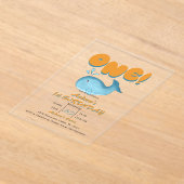 Cute Baby Blue Whale 1st Birthday Acryl Uitnodigingen (Laagn)