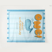 Cute Baby Blue Whale 1st Birthday Backdrop Wandkleed (Voorkant (horizontaal))