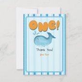 Cute Baby Blue Whale 1st Birthday Bedankkaart (Voorkant)
