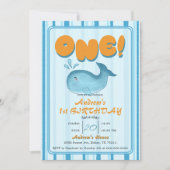 Cute Baby Blue Whale 1st Birthday Kaart (Voorkant)