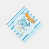 Cute Baby Blue Whale 1st Birthday Servet (Hoek)