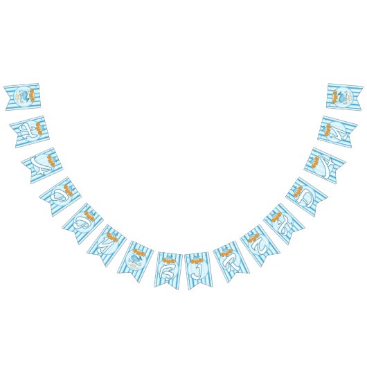 Cute Baby Blue Whale 1st Birthday Vlaggetjes (Alle)