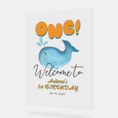 Cute Baby Blue Whale 1st Birthday Welcome Acryl Bord (Hoek)