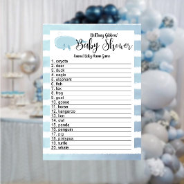Cute Baby Blue Whale Striped Animal Name Game