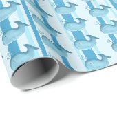 Cute Baby Blue Whale Stripes Cadeaupapier (Rol Hoek)