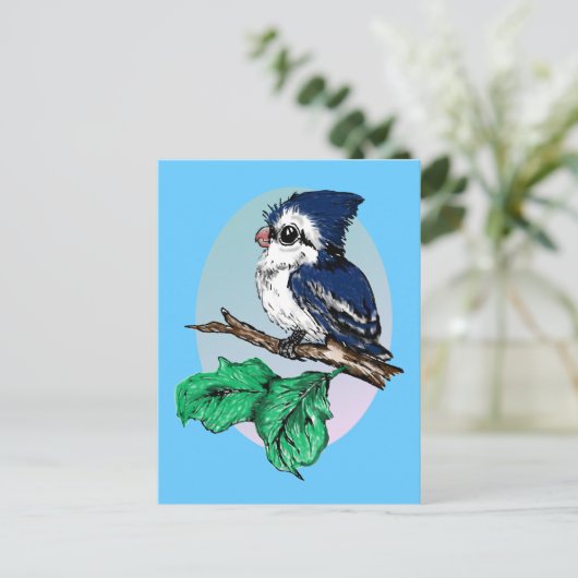 Cute Baby Bluejay Briefkaart (Staand voorkant)
