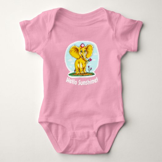 Cute Baby Bodysuit – Hallo Zonneschijn & Olifant (Voorkant)