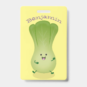 Cute baby bok choy cartoon illustratie badge