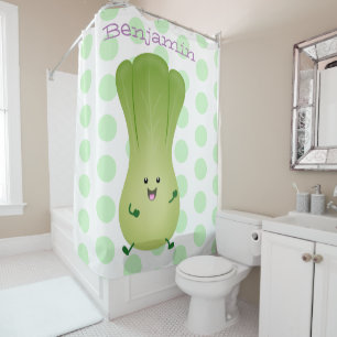 Cute baby bok choy cartoon illustratie douchegordijn