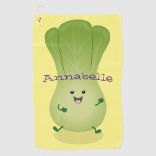 Cute baby bok choy cartoon illustratie golfhanddoek