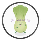 Cute baby bok choy cartoon illustratie hockey puck (Voorkant)