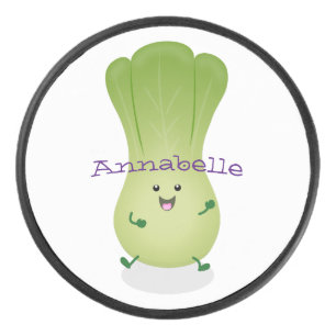 Cute baby bok choy cartoon illustratie hockey puck
