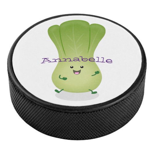 Cute baby bok choy cartoon illustratie hockey puck (3/4)