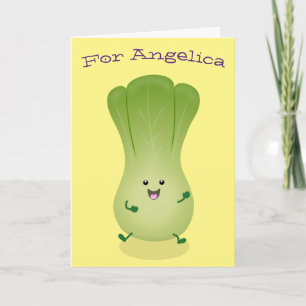 Cute baby bok choy cartoon illustratie kaart