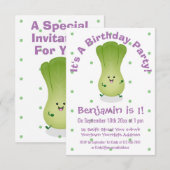 Cute baby bok choy cartoon illustratie kaart (Voorkant / Achterkant)