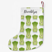 Cute baby bok choy cartoon illustratie kleine kerstsok (Achterkant)